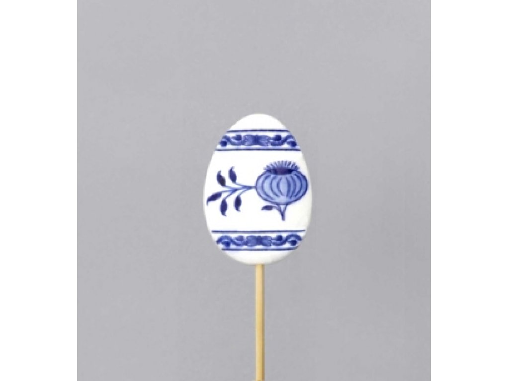 Cibulák Velikonoční ozdoba vajíčko zápich 29cm, originální cibulákový porcelán Dubí, cibulový vzor,