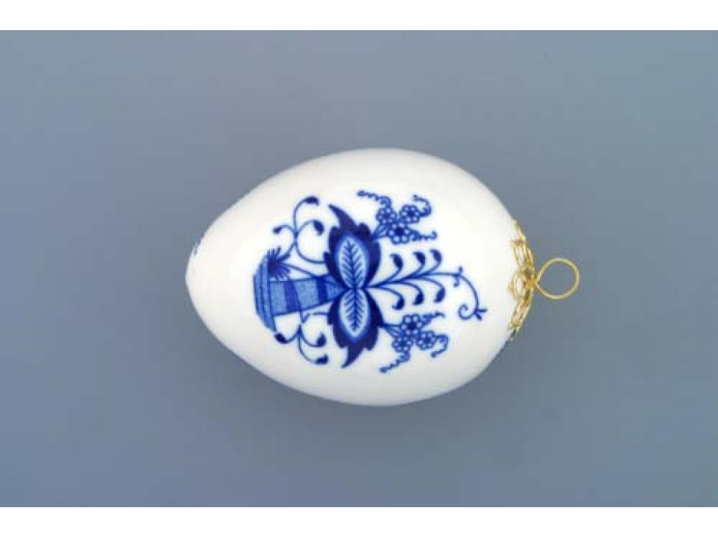 Cibulák velikonoční vajíčko závěsné 7,5 cm originální cibulákový porcelán Dubí, cibulový vzor,