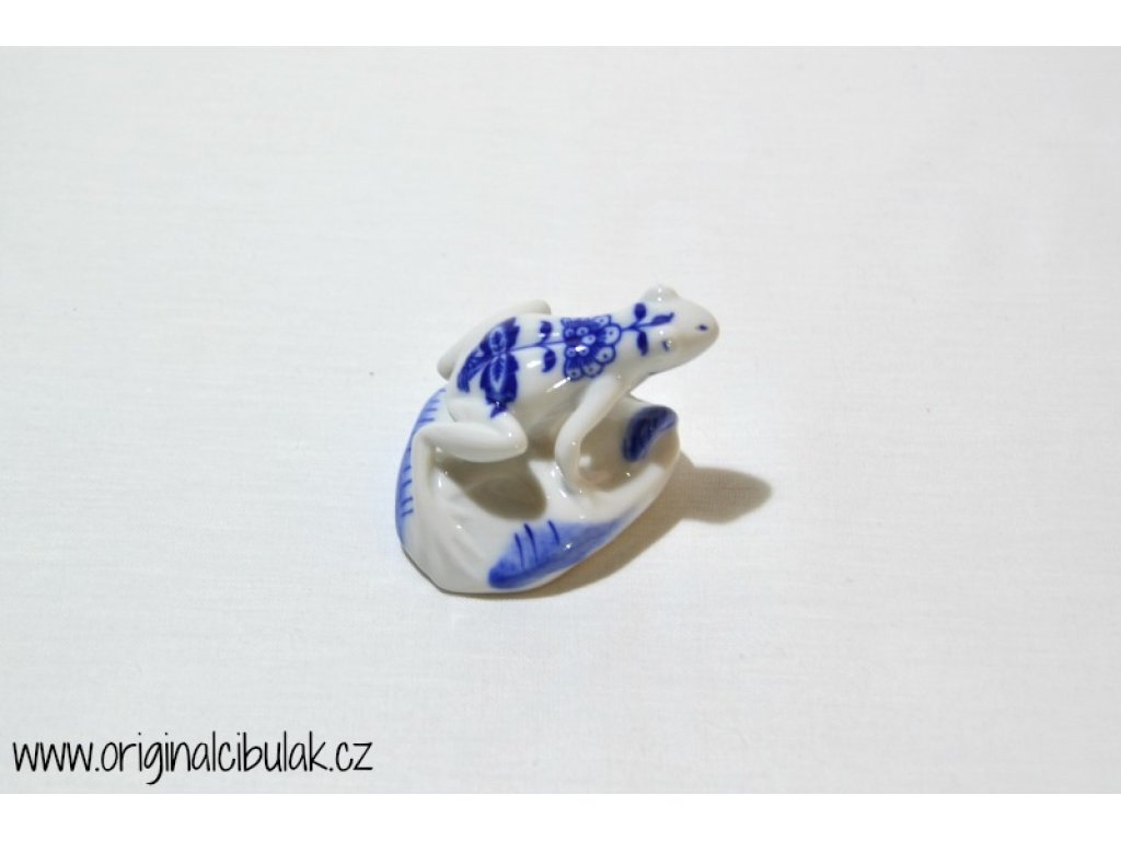 Cibulák Žabka 5,5 cm originální cibulákový porcelán Dubí, cibulový vzor,