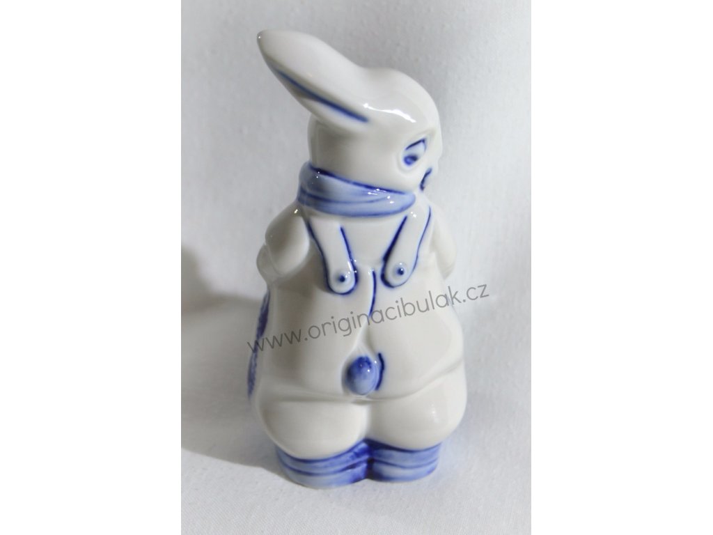 Cibulák zajac v nohaviciach 11 cm originálny cibulák český porcelán Dubí, cibuľový vzor,