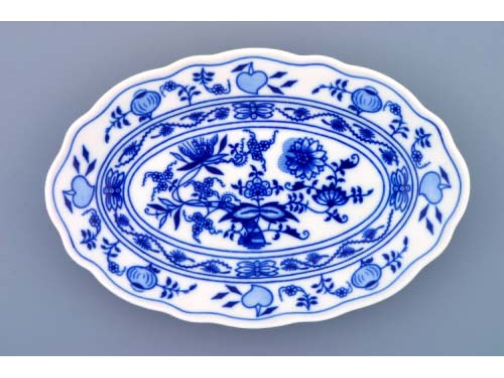 Cibulák green oval bowl 20 cm Czech porcelain Dubí