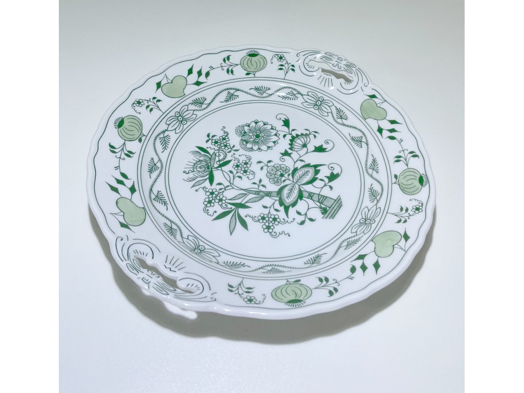 Cibulák zelený tanier s uškami 28 cm originálny český porcelán Dubí