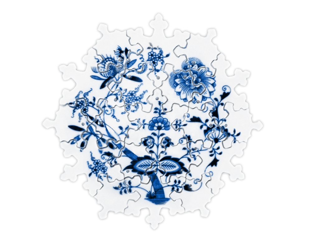 Cibulák Cibulákové puzzle 19 dielov 24cm Originálny Český Porcelán Dubí 