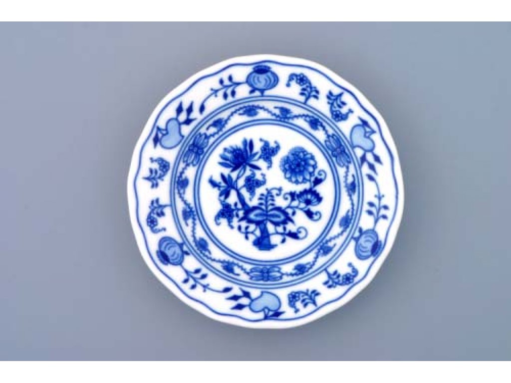 Cibulový porcelán, talíř dezertní  13 cm - originální cibulák, cibulákový vzor z Dubí