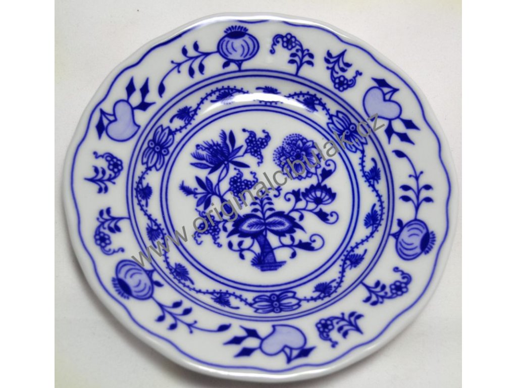 Cibulový porcelán, talíř dezertní  13 cm - originální cibulák, cibulákový vzor z Dubí