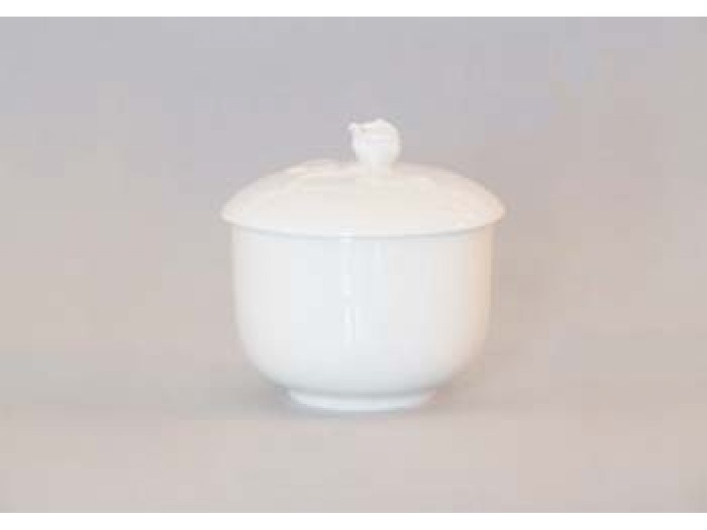 Zuckerdose weißes Porzellan ohne Ohren mit Deckel ohne Ausschnitt 0,20 l Original Bohemia Porzellan