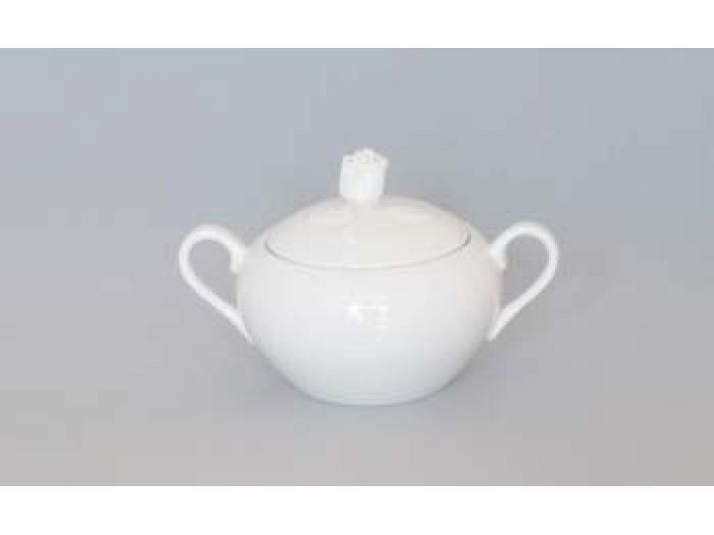 White porcelain sugar bowl with ears with lid without cut-out 0,30 l Czech porcelain Dubí 2nd quality
