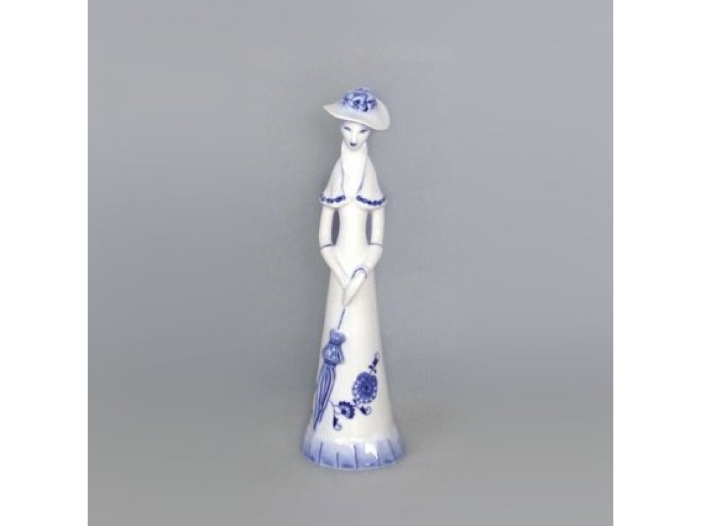 Cibulák Dáma s dáždnikom 31cm Originálny Český Porcelán Dubí 