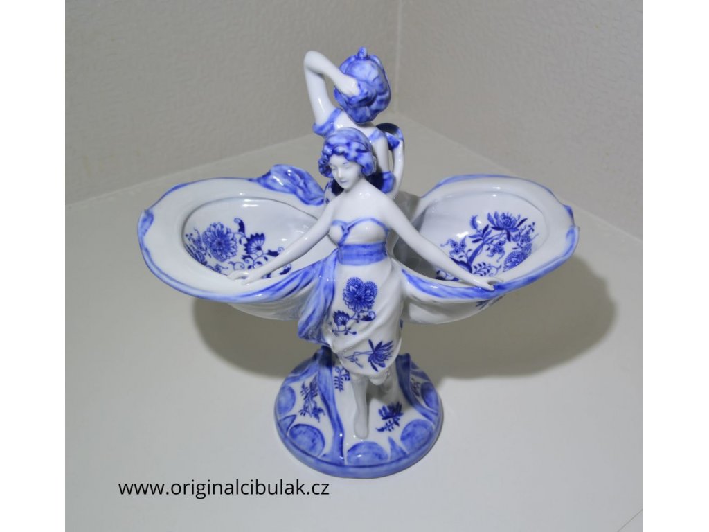dívky s mušlemi cibulák 33 cm originální český porcelán Dubí Royal Dux Bohemia