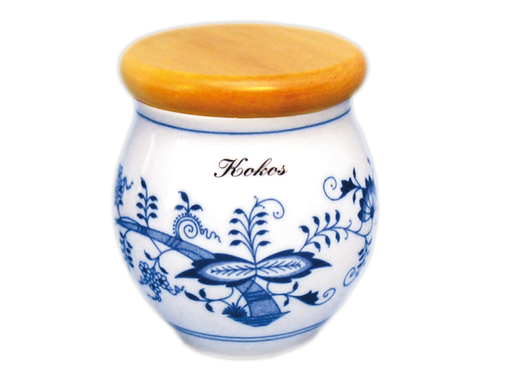 Cibulák Dóza Baňák s dřevěným víkem 10,5cm KOKOS Originál Český porcelán Dubí