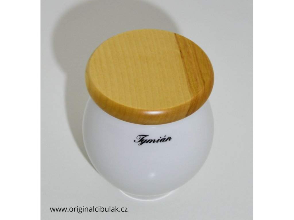 cibulák Baňák coffee jar with wooden cap 10 cm Czech porcelain Dubí