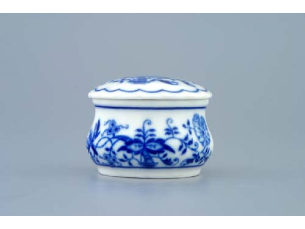 Cibulák dóza pilulník s viečkom 5 cm cibulový porcelán, originálny cibulák Dubí 2. akosť