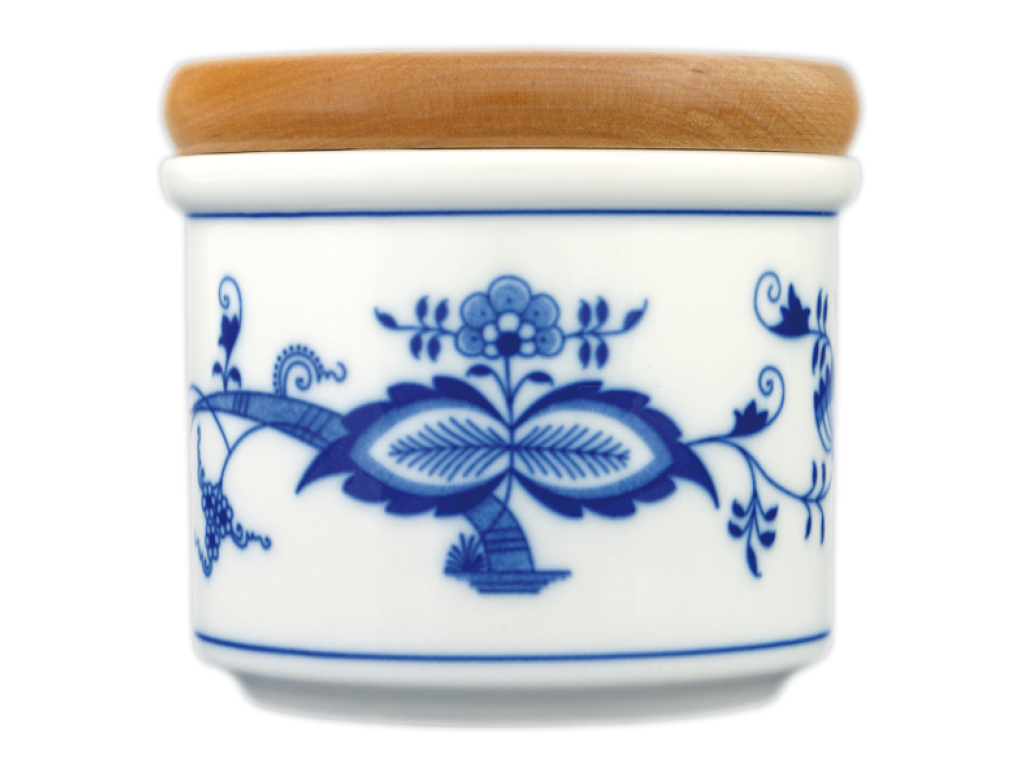 Cibulak Dóza s dreveným uzáverom A malá 8,0 x 9,7 cm 300g Originálny Český Porcelán Dubí 