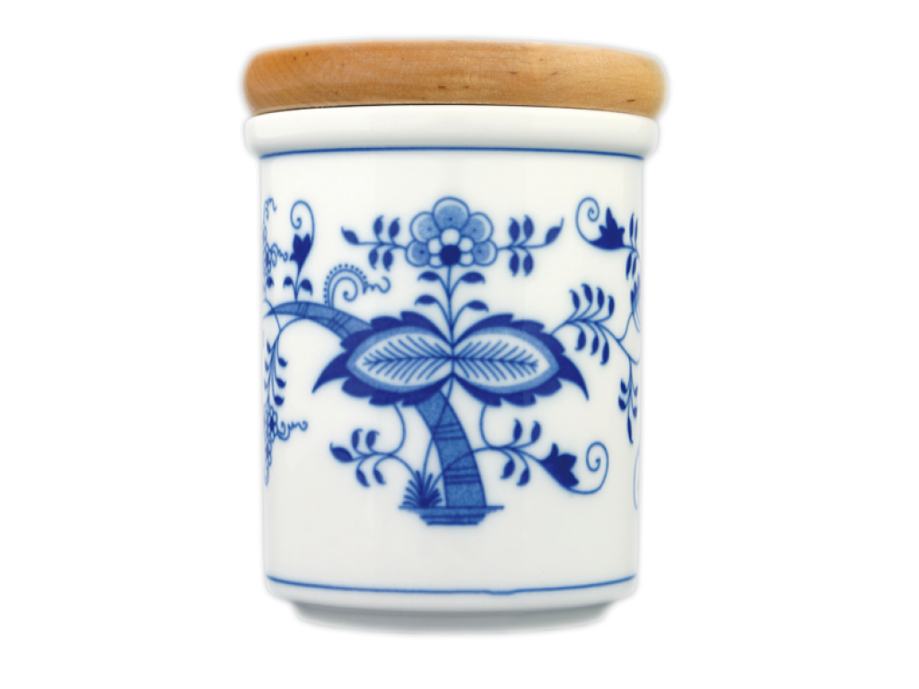 Cibulak Dóza s dreveným uzáverom B stredná 10,5 x 8,2 cm 400g Originálny Český Porcelán Dubí 
