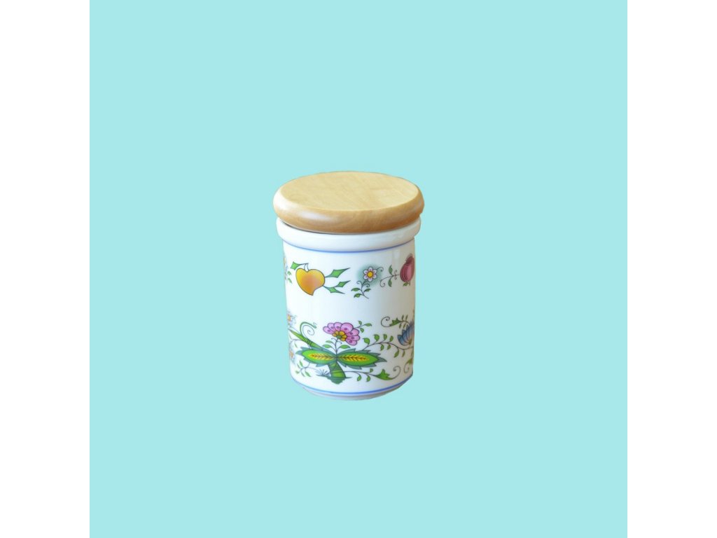 Jar with wooden lid B medium 10.5 x 8.2 cm 400g Nature onion Bohemia porcelain Dubí 