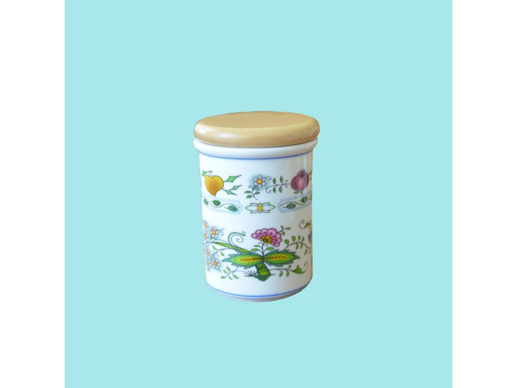 Dóza s dreveným uzáverom C veľká 12,5 x 9,7 cm 500g Nature cibulák Český porcelán Dubí 