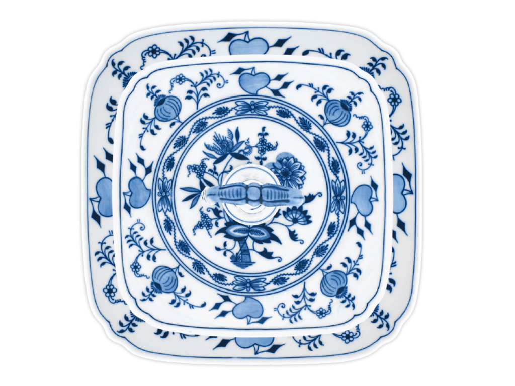 Cibulák Etažér z hranatých tanierov na nôžke 21+29 cm 2 160g Originálny Český Porcelán Dubí