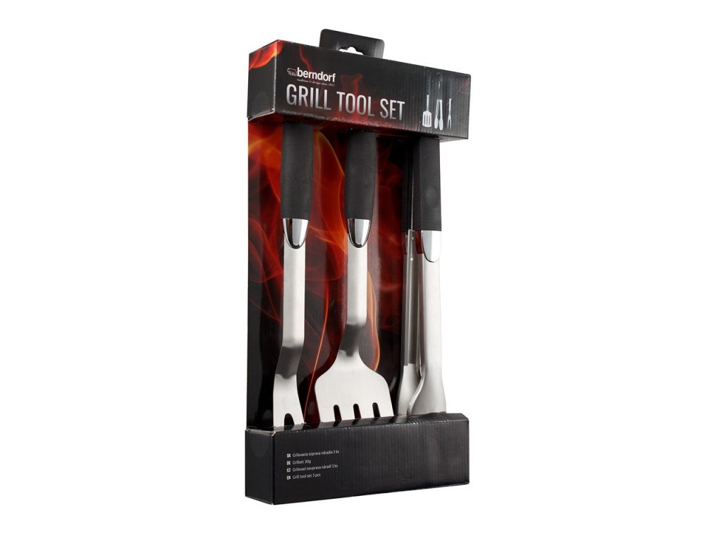  Grilling Tongs, Fork and Turner Set Berndof 3pcs