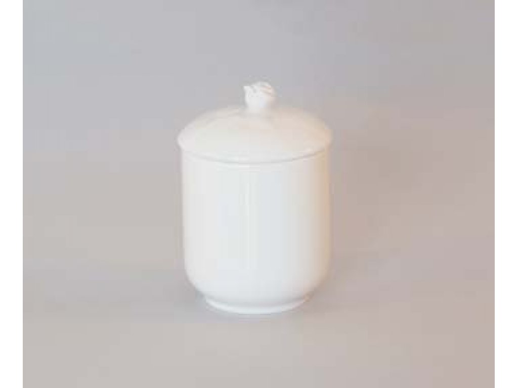 Hořčičník s víčkem bez výřezu 0,10l 140g bílé Rokoko Český porcelán Dubí 
