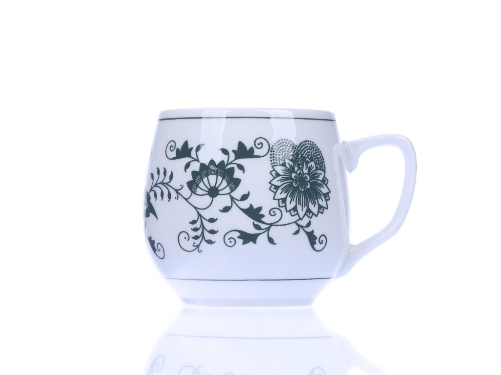 GRÜN  Zwiebelmuster Becher Baňák 0,30l Original Bohemia Porzellan Dubi Karlsbader 