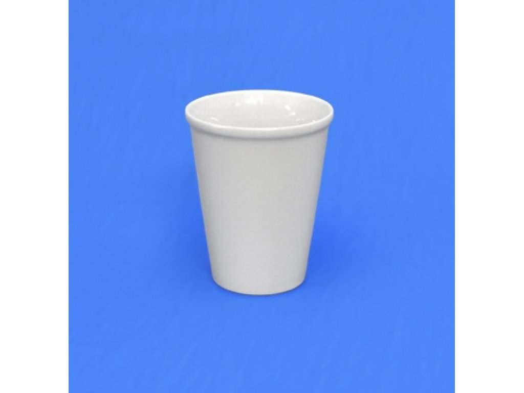 white TO GO mug with coloured lid Czech porcelain Dubí