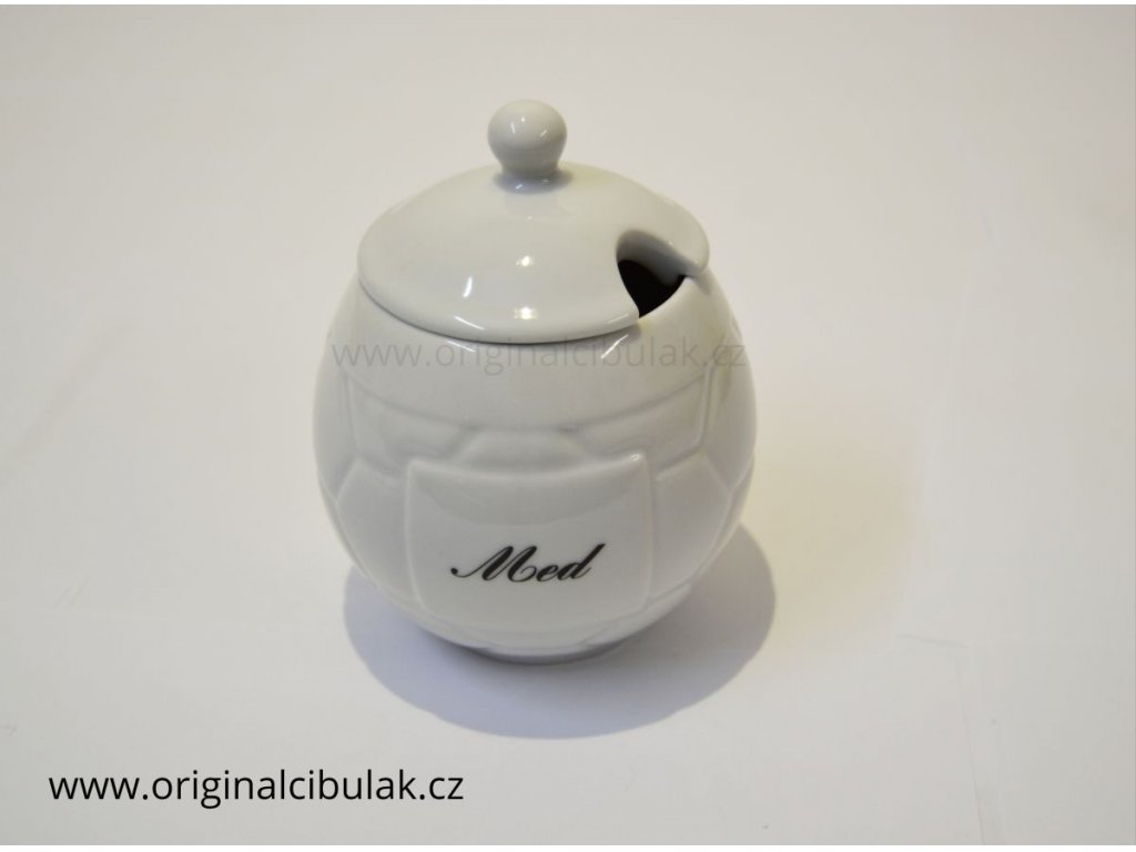 Honey mug with lid and inscription Honey 0,40 l white Czech porcelain Dubí