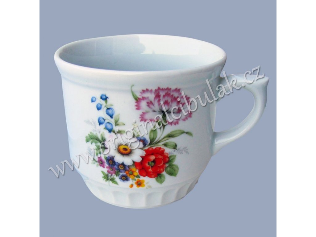 Mug with print large porcelain Český porcelán a.s. Dubí Peasant Colourful flowers