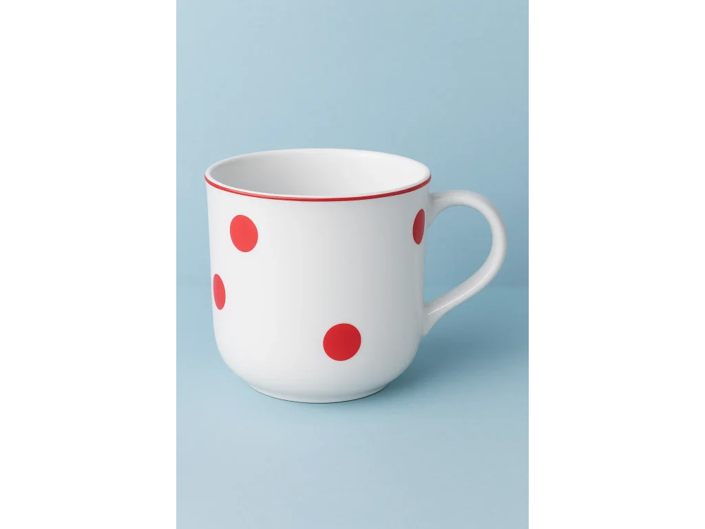 Hrnček Varák červená bodka český porcelán Dubí 0,65 L