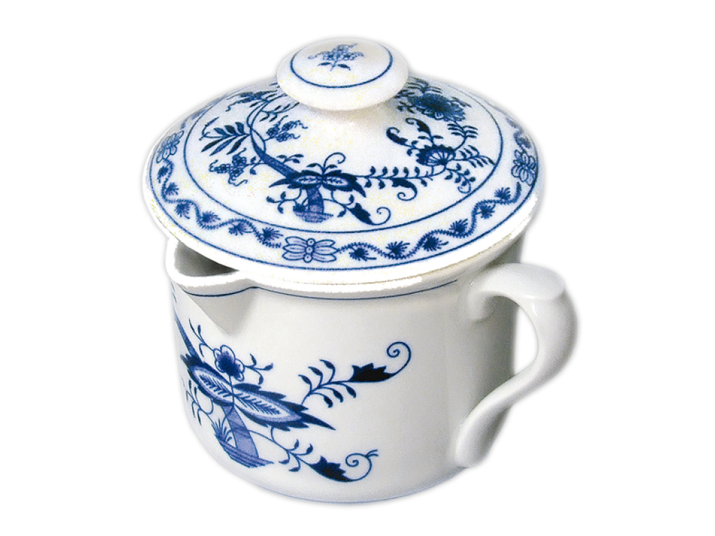 Zwiebelmuster Large Vařák mug with spout, side handle and lid 0.90 l Original Blue Onion Pattern Bohemia from Dubi 