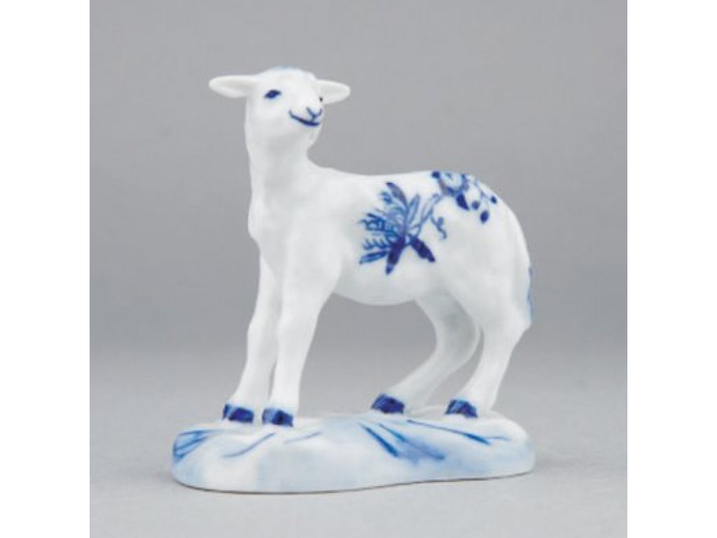 Cibulák Jahňa na podstavci s hlavou hore 4,5 x 7,0 x 7,5 cm 0,07kg Originálny Český Porcelán Dubí 