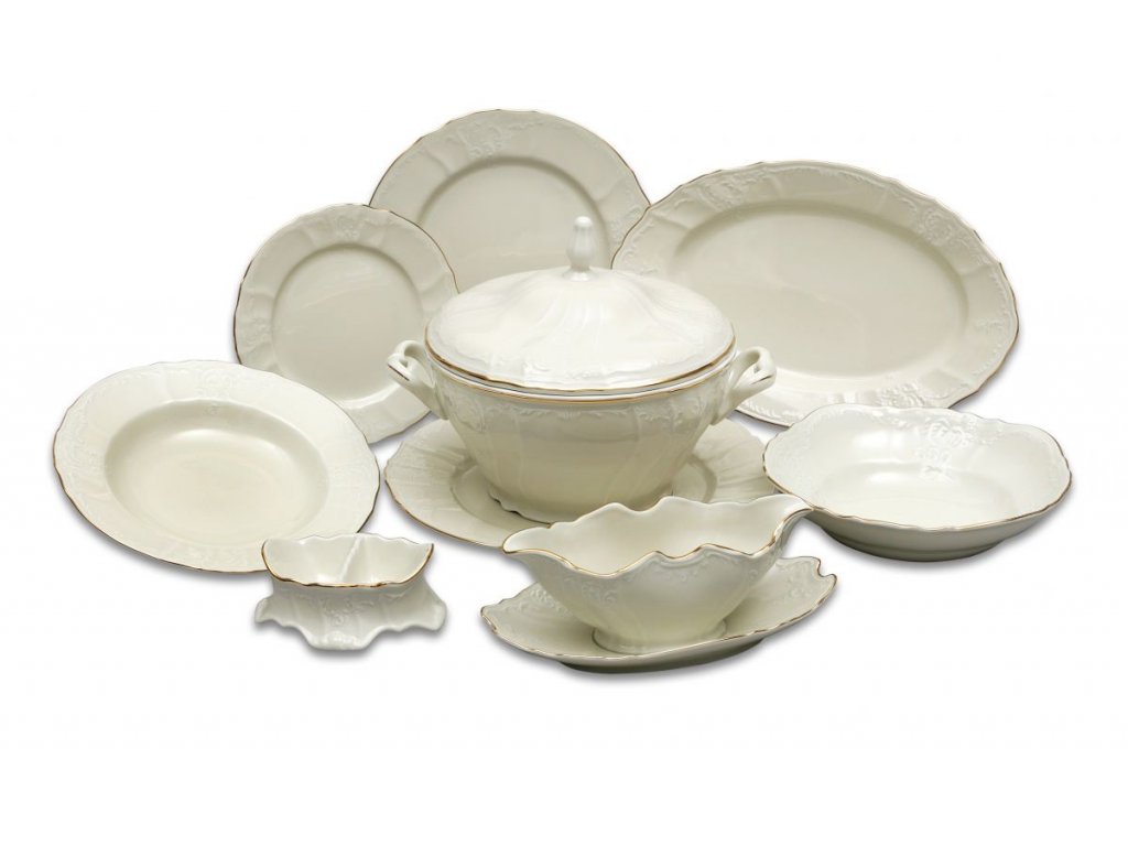 jídelní souprava bílý porcelán  Thun Bernadotte 6 osob 25 dílů český porcelán Nová Role
