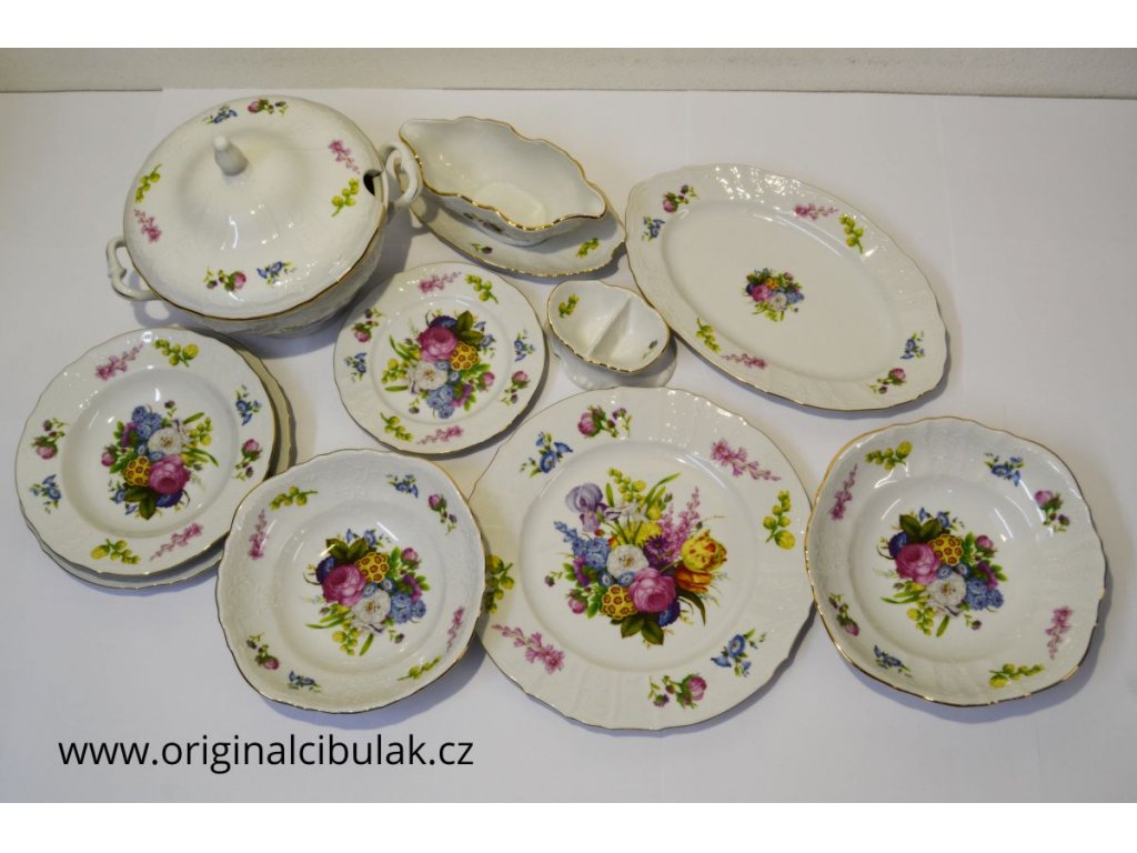 jedálenská súprava kytky farebné Thun Bernadotte 6 osôb 25 dielov český porcelán Nová Role