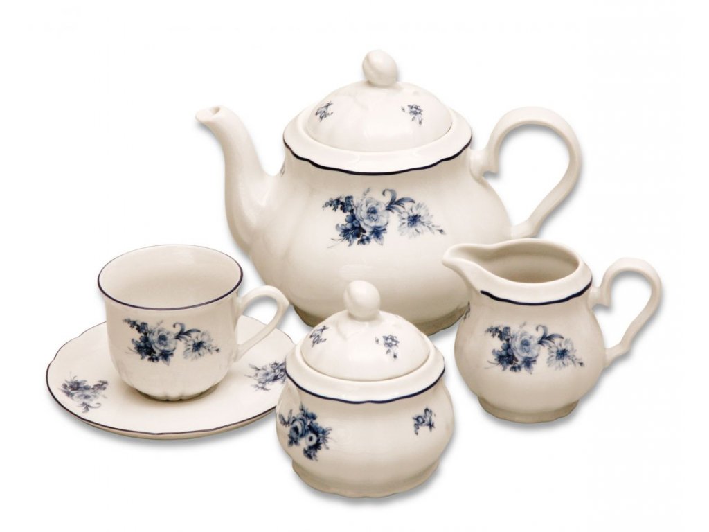 Ess-Set Rose Blue Thun a.s. 6 Personen 25 Stück tschechisches Porzellan ...