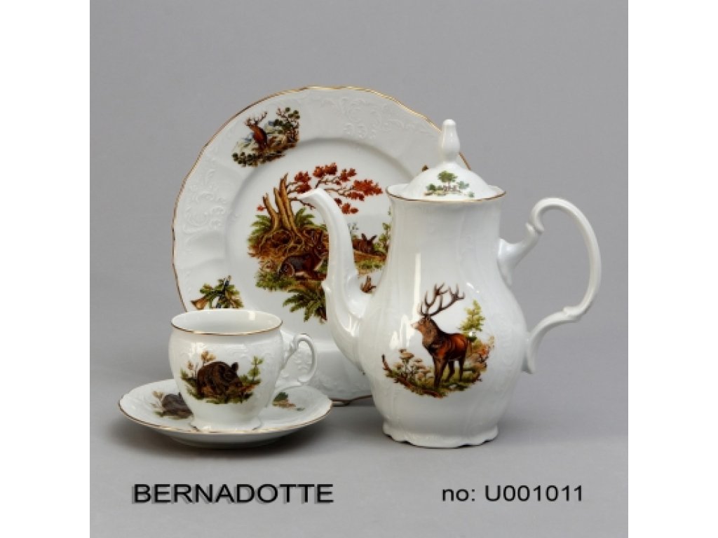 kytky farebné kávová súprava Bernadotte Thun 6 osôb 15 dielov porcelán Nová Role