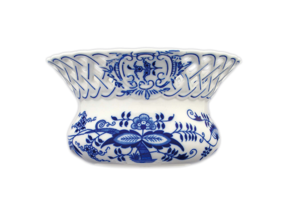 Zwiebelmuster Durchbrochener Blumentopf 19cm Original Bohemia Porzellan Dubi Karlsbader