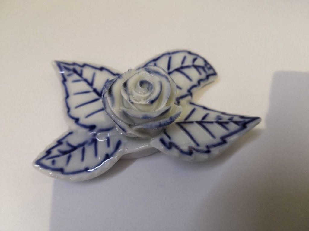 Kytka růže modrá český porcelán Dubí