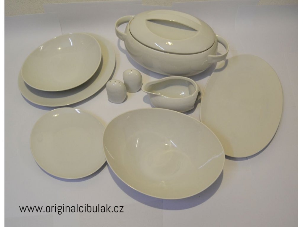 Loos jídelní souprava bílý porcelán Thun 6 osob 24 dílů český porcelán Nová Role