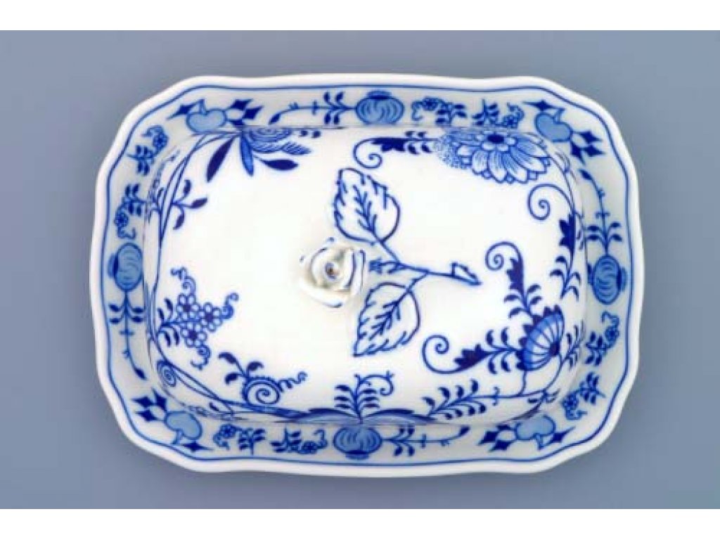 máslenka hranatá velká cibulák 19 x 15 cm cibulák český porcelán Dubí 2.jakost