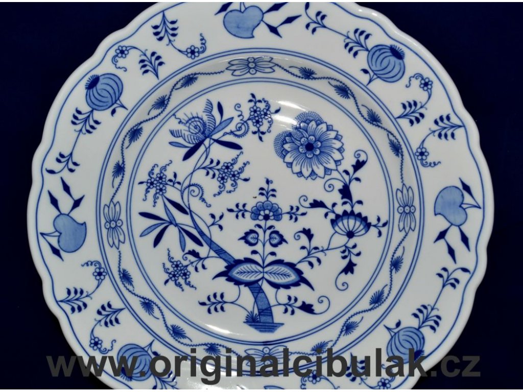 Zwiebelmuster Dish Round Deep 34cm, Original Bohemia Porcelain from  Dubi