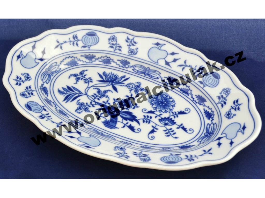 Zwiebelmuster Ovale Schüssel 28cm Original Bohemia Porzellan aus Dubi 2. Wahl