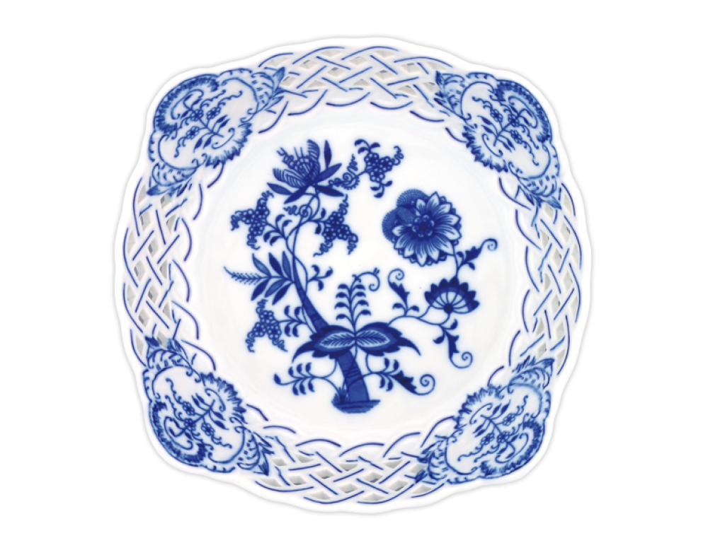 Cibulák Mísa čtyřhranná reliéfní  23 x 21 x 6cm Originál Český porcelán Dubí 