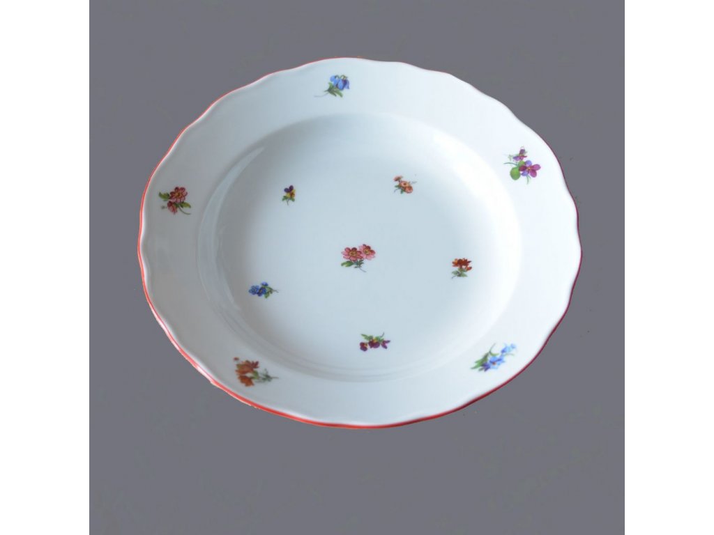Oval soup bowl Austrian blue line original porcelain Dubí
