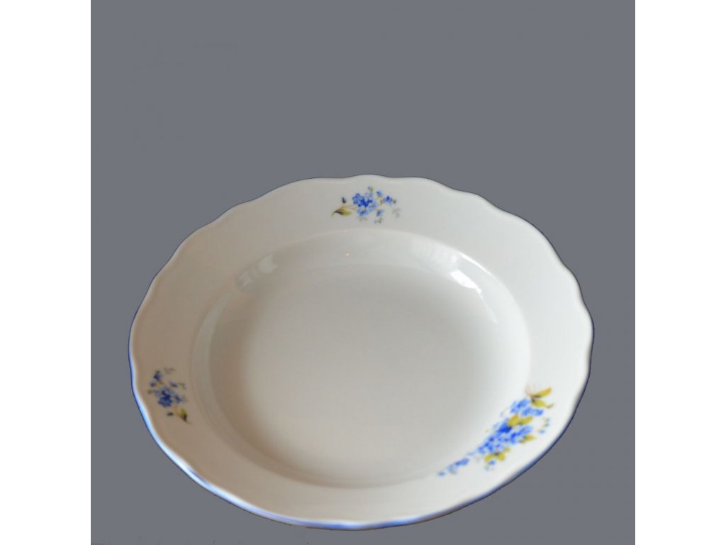 Bowl of heart forget-me-nots Czech porcelain Dubí blue line