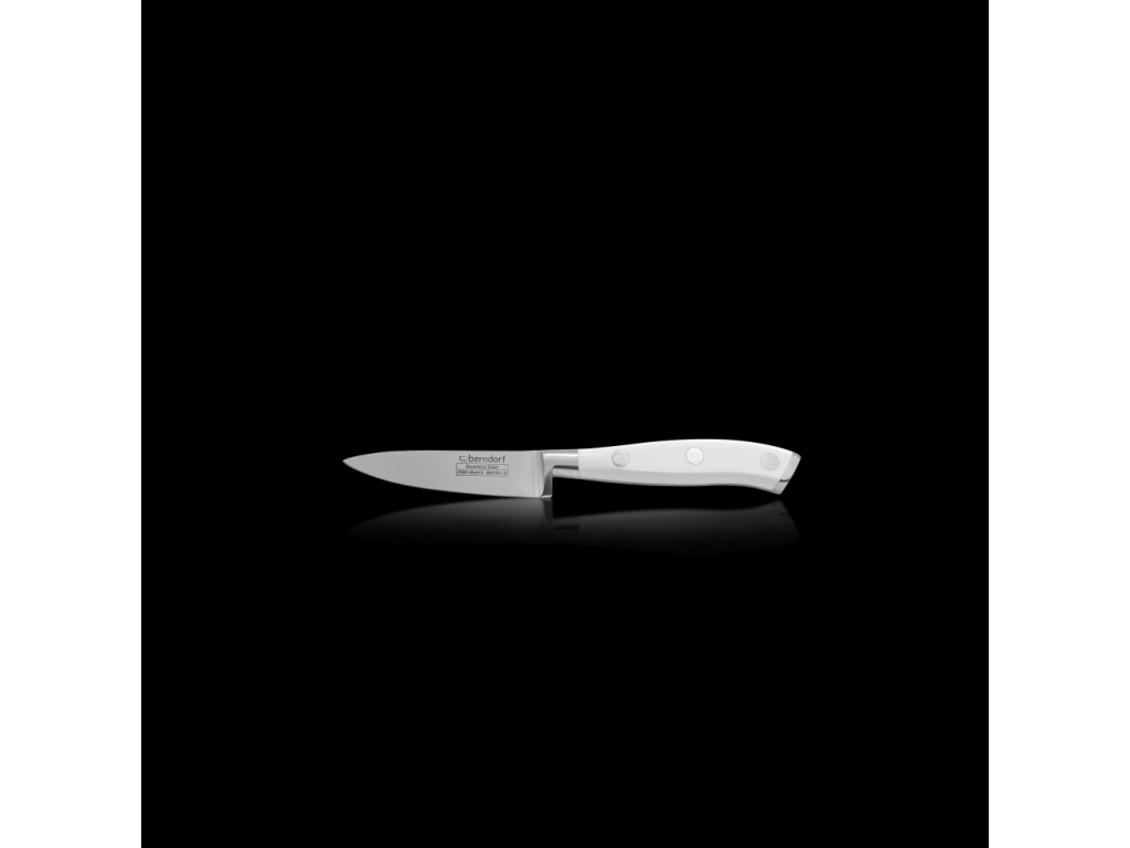 nůž kuchyňský na zeleninu Berndorf Sandrik ocel čepel 8,5 cm Profi Line Exclusive bílý