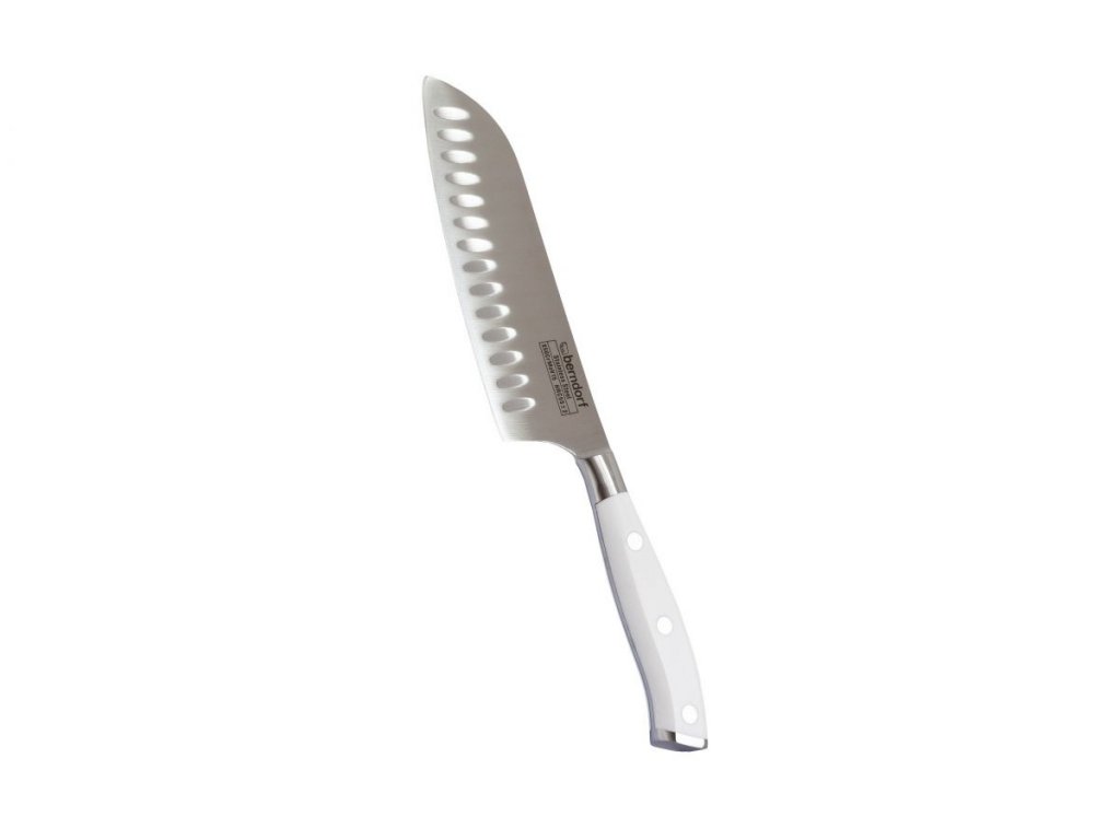 nůž kuchyňský santoku  Berndorf Sandrik ocel čepel 17,5 cm Profi Line Exclusive bílý