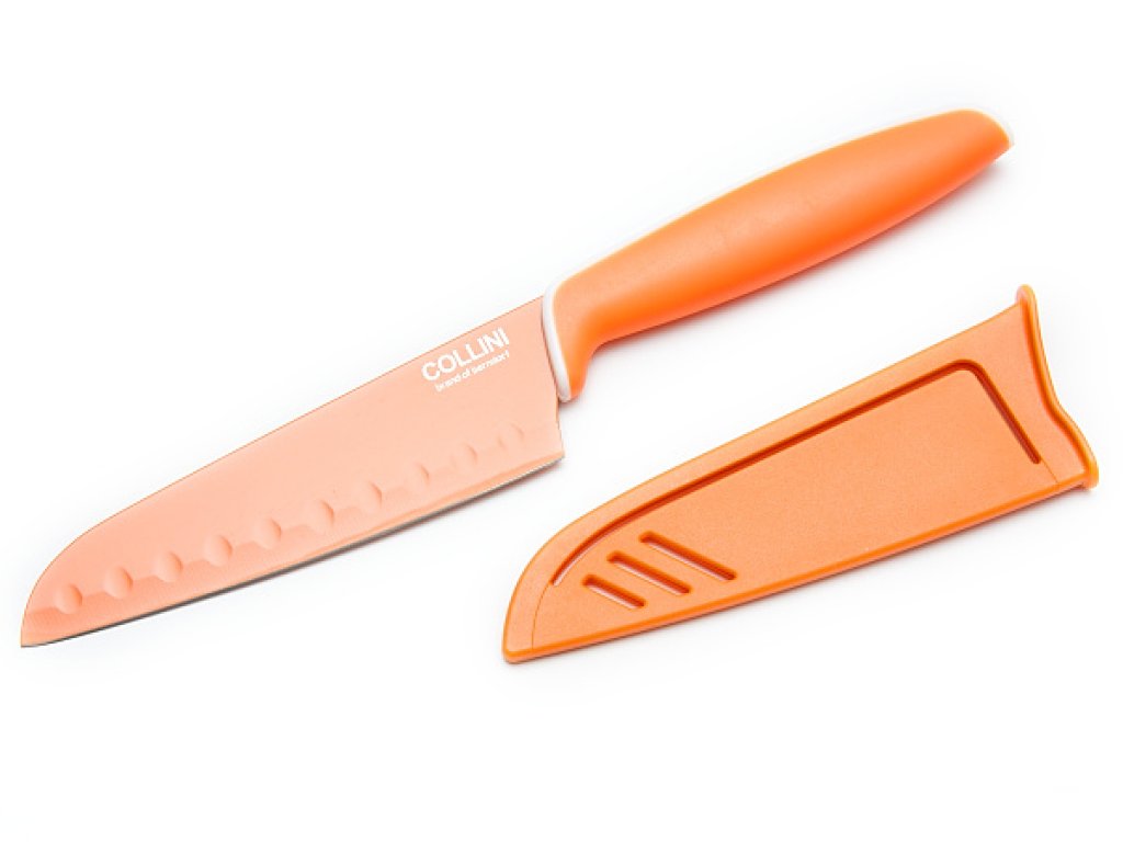 Santoku Küchenmesser Sandrik Berndorf Stahlklinge 13 cm Teflon Collini Orange