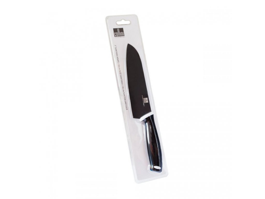 nůž kuchyňský santoku Sandrik Berndorf  ocel čepel 9 cm teflonový Collini černý