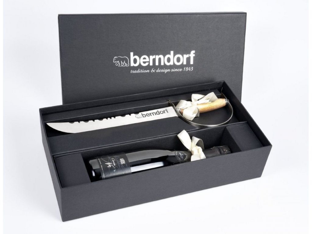 šabľový nôž na otváranie šampanského Sabraž Berndorf Sandrik 43 cm Sabre