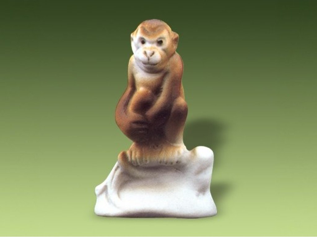 Opička na větvi 3,5 x 2,5 x 5,0 cm Český porcelán Dubí 