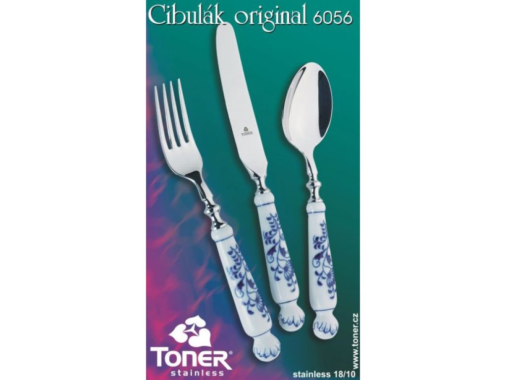 Onion pattern luxury cutlery fork Original Bohemia porcelain from Dubi
